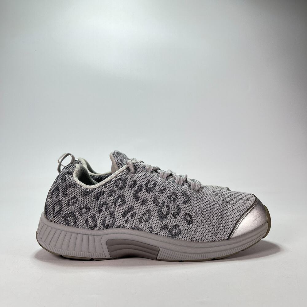 Orthofeet Coral Gray Leopard Print Comfort Walking Shoes Sneakers Women's Size 9